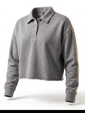 Womenโs Gray Cropped Polo by Design Lab